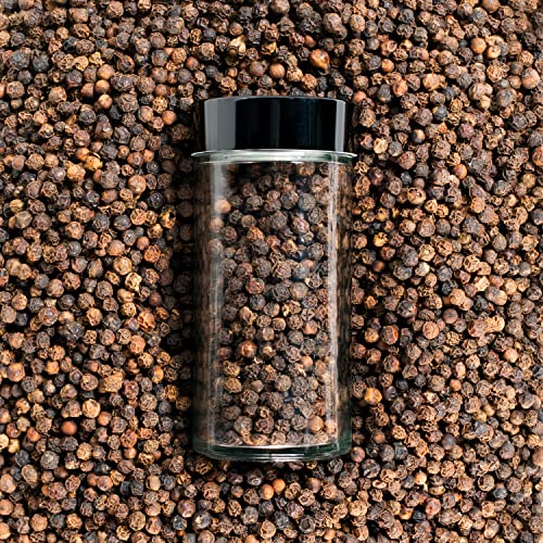 Tafts ROUND Glass Spice Jars & Bottles l 33% Thicker - 12 Pcs Glass Spice - 3 oz or 4oz Empty Glass Spice Seasoning Containers l Shaker Lids and Airtight Caps l Aluminum Finish (Round, Black)