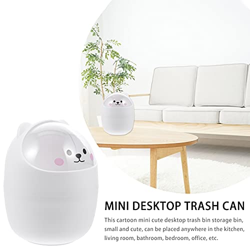 LIFKOME Cute Mini Desktop Trash Can Mini Trash Can with Lid Desktops Cartoon Animals Waste Bin Cute Shape Small Garbage Can Large Capacity Cartoon Wastebasket for Home Kitchen Office