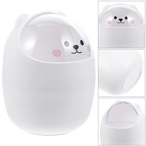 LIFKOME Cute Mini Desktop Trash Can Mini Trash Can with Lid Desktops Cartoon Animals Waste Bin Cute Shape Small Garbage Can Large Capacity Cartoon Wastebasket for Home Kitchen Office