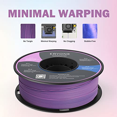 ERYONE 3D Printer Filament, PLA Filament Matte Dual Color Filament, Coextrusion Filament 1.75 +/- 0.03mm, 1kg/ Spool(2.2lbs), Matte Blue&Purple