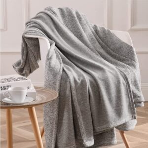 LYFLES 50 * 60 inch Sublimation Blanket Blanks,Knit Blanket Summer Lightweight Soft Breathable Cozy Fuzzy Heather Jersey Comfortable for Couch Sofa Bed,100% Polyester(Grey and White)