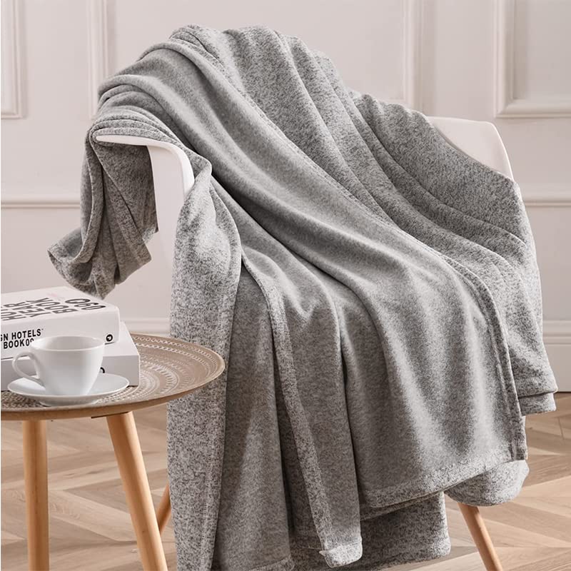 LYFLES 50 * 60 inch Sublimation Blanket Blanks,Knit Blanket Summer Lightweight Soft Breathable Cozy Fuzzy Heather Jersey Comfortable for Couch Sofa Bed,100% Polyester(Grey and White)