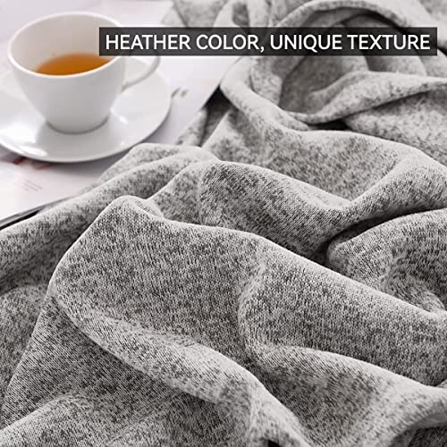 LYFLES 50 * 60 inch Sublimation Blanket Blanks,Knit Blanket Summer Lightweight Soft Breathable Cozy Fuzzy Heather Jersey Comfortable for Couch Sofa Bed,100% Polyester(Grey and White)