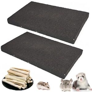 Hamiledyi Rabbit Scratch Foot Pads 2Pack Bunny Grinding Claw Pad Small Animals Lava Grinding Teeth Stone Hamster Chew Sweet Bamboo Treats Toy for Chinchilla Ferret Guinea Pig Rat Gerbil Hedgehog Black