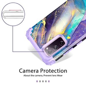 Rancase for Galaxy S20 FE 5G Case,Three Layer Heavy Duty Shockproof Protection Hard Plastic Bumper +Soft Silicone Rubber Protective Case for Samsung Galaxy S20 FE 5G,Purple
