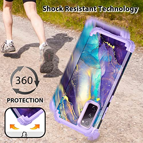 Rancase for Galaxy S20 FE 5G Case,Three Layer Heavy Duty Shockproof Protection Hard Plastic Bumper +Soft Silicone Rubber Protective Case for Samsung Galaxy S20 FE 5G,Purple
