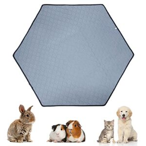 kathson washable guinea pig playpen liners hamster hexagon reusable super absorbent playpen pad waterproof fleece pee pads for rabbit guinea pig and small animals (20.9 in each side)