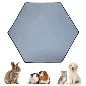 kathson Washable Guinea Pig Playpen Liners Hamster Hexagon Reusable Super Absorbent Playpen Pad Waterproof Fleece Pee Pads for Rabbit Guinea Pig and Small Animals (20.9 in Each Side)