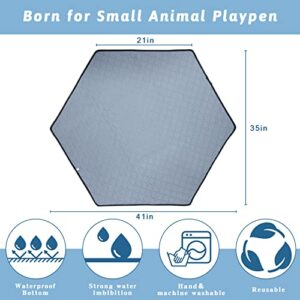 kathson Washable Guinea Pig Playpen Liners Hamster Hexagon Reusable Super Absorbent Playpen Pad Waterproof Fleece Pee Pads for Rabbit Guinea Pig and Small Animals (20.9 in Each Side)