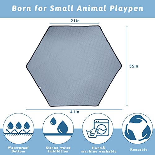 kathson Washable Guinea Pig Playpen Liners Hamster Hexagon Reusable Super Absorbent Playpen Pad Waterproof Fleece Pee Pads for Rabbit Guinea Pig and Small Animals (20.9 in Each Side)