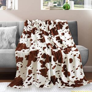rezutan cow throw blanket brown and white cow print blanket for sofa couch bed warm fleece flannel plush blanket cow throw blanket campingtravel cow bedding baby boys girls adults gift 50x60 inch