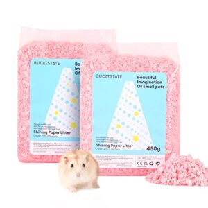 bucatstate hamster paper bedding, 2lbs/900g dust-free and odor control paper litter for syrian dwarf hamsters gerbils mice lemming degus reptile birds (pink)