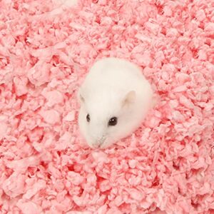 BUCATSTATE Hamster Paper Bedding, 2LBS/900g Dust-Free and Odor Control Paper Litter for Syrian Dwarf Hamsters Gerbils Mice Lemming Degus Reptile Birds (Pink)