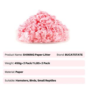 BUCATSTATE Hamster Paper Bedding, 2LBS/900g Dust-Free and Odor Control Paper Litter for Syrian Dwarf Hamsters Gerbils Mice Lemming Degus Reptile Birds (Pink)