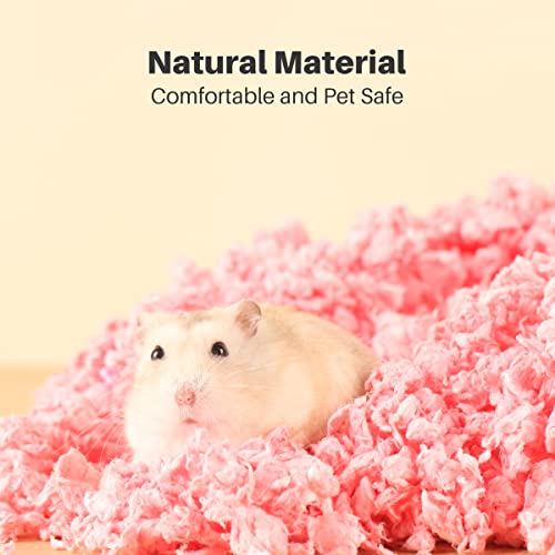 BUCATSTATE Hamster Paper Bedding, 2LBS/900g Dust-Free and Odor Control Paper Litter for Syrian Dwarf Hamsters Gerbils Mice Lemming Degus Reptile Birds (Pink)