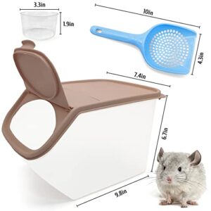 BNOSDM Chinchilla Sand Bath Container Chinchilla Dust Bath Tub Transparent Hamster Toilet Shower Room Plastic Hamster Bathroom Kit with Sand Cup&Scoop for Gerbil Hedgehog Squirrel (Coffee)