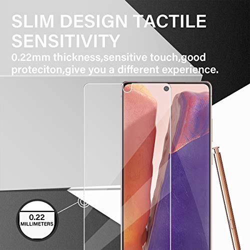 Galaxy Note 20 Tempered Glass Screen Protector + Camera Lens Protector [ 2 + 2 Pack ] [Compatible Fingerprint] [Anti-Scratch] [Case Friendly] Clear HD Protective Film for Samsung Galaxy Note 20