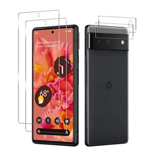 pixel 6 tempered glass screen protector + camera lens protector [ 2 + 2 pack ][fingerprint unlock] [anti-scratch] [case friendly] hd clear protective film for google pixel 6