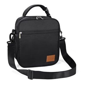 moyad lunch box for men women - reusable slim lunch bag with shoulder strap insulated lunchbox loncheras para hombres - black