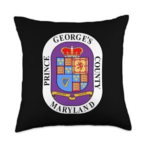 pg county apparel co. pg maryland md prince george's county throw pillow, 18x18, multicolor