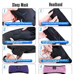 MUSICOZY Sleep Headphones Bluetooth Headband Sleeping Eye Mask & Bluetooth 5.2 Module Kit with Speakers and Charging Cable