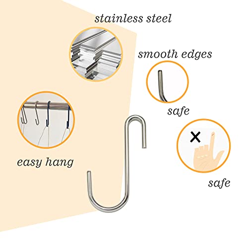 30 Pcs Silver S Hooks,Premium Stainless Steel S Hook for Hanging Kitchenware,Pots,Plants,Pans,Clothes,Cups,Pants,for Towels in Bathroom,Closet,Garden,Storage Organiser,Home Storage Hooks,Utility Hooks