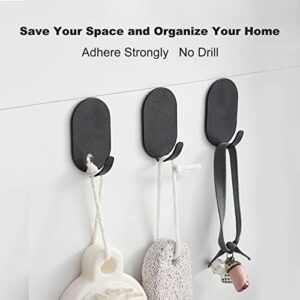 OKAKA Heavy Duty Adhesive Hooks Carbon Steel Wall Hooks for Bathroom Kitchen Home Sticky Hooks Metal Black10 Pack
