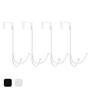 over the door hooks – 4pc set, durable twin hooks organizer for for entryway, hallway, living room, bath room and kitchen - make tidying up quick and easy (4 pieces, white)