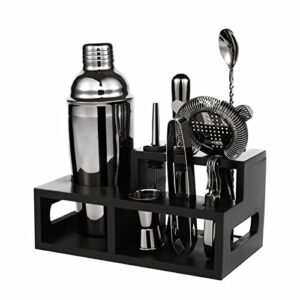 purism bartender kit,11 pieces home cocktail shaker set with cocktail recipes cards,bar tools stainless steel cocktail shaker set with stand,apply to home make mixed drink&various cocktails