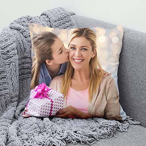 DEABOLAR Custom Photo Pillow, Personalized Pillow with Pet Portrait Family Memorial Love Picture Customizable DIY Gifts(16" x 16")