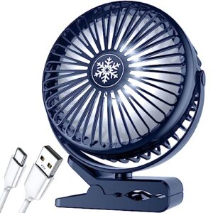 ankacepersonal 10000mah portable fan rechargeable, battery operated desk clip on with led light, 3 modes 360 rotation personal usb small for outdoor camping golf cart indoor gym treadmill office,blue