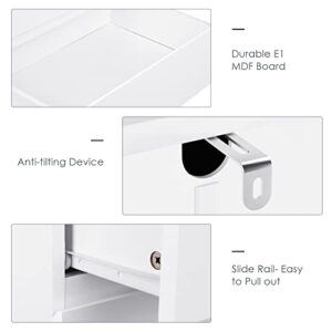 FOTOSOK 5 Drawer Dresser, Modern Storage Chest of Drawer with Large Storage Space, 23.6L x 15.7W x 39.4H Inch Bedroom Tall Nightstand Clothing Organizer Cabinet, White