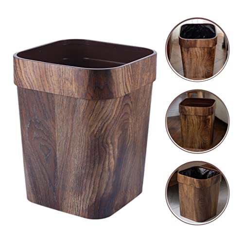 LIFKOME Rustic Trash Can Waste Basket Rustic Farmhouse Style Wastebasket Bin Garbage Can for Bathroom Office Bedroom Living Room Coffee