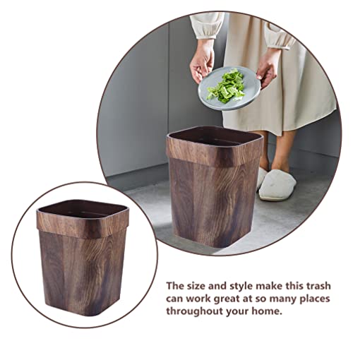 LIFKOME Rustic Trash Can Waste Basket Rustic Farmhouse Style Wastebasket Bin Garbage Can for Bathroom Office Bedroom Living Room Coffee