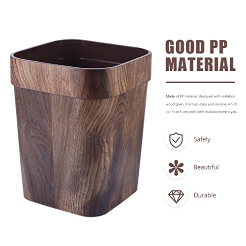 LIFKOME Rustic Trash Can Waste Basket Rustic Farmhouse Style Wastebasket Bin Garbage Can for Bathroom Office Bedroom Living Room Coffee