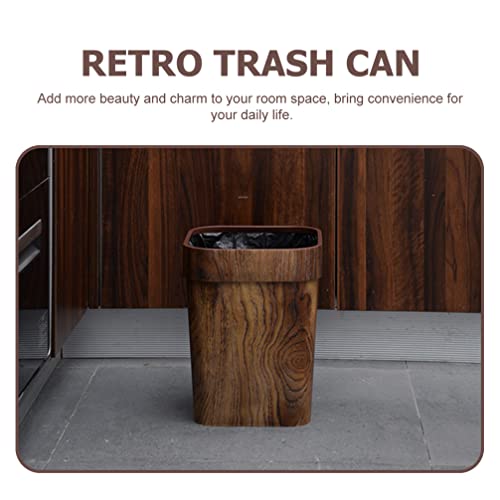 LIFKOME Rustic Trash Can Waste Basket Rustic Farmhouse Style Wastebasket Bin Garbage Can for Bathroom Office Bedroom Living Room Coffee
