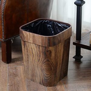 LIFKOME Rustic Trash Can Waste Basket Rustic Farmhouse Style Wastebasket Bin Garbage Can for Bathroom Office Bedroom Living Room Coffee