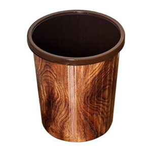 angoily trash can with pressing ring 10l imitation wood grain waste basket garbage can rubbish bin flower pot toys bucket for home office brown