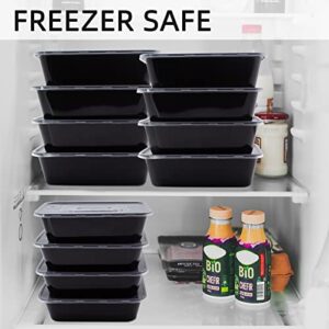 Ganfaner [50pk 32fl.oz/1000ml Disposable Food Containers with Lids, Plastic Food Containers Sets, for Preparing Lunch, Dinner or Fruits[Black]