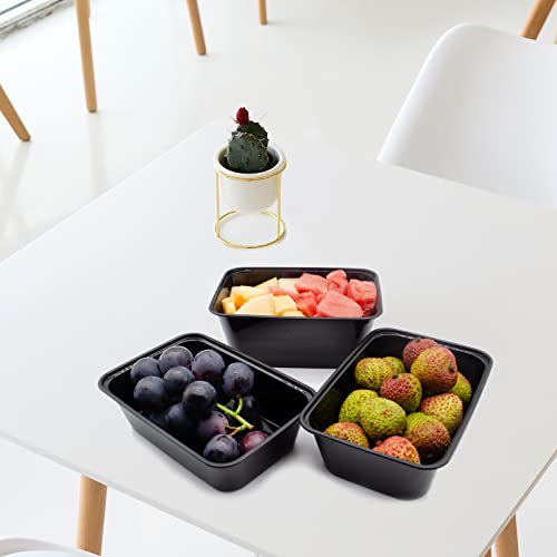 Ganfaner [50pk 32fl.oz/1000ml Disposable Food Containers with Lids, Plastic Food Containers Sets, for Preparing Lunch, Dinner or Fruits[Black]