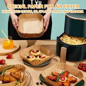 Jasilon [UPGRADED]Disposable Air Fryer Paper Liners,Air Fryer Parchment Paper,Non-Stick Air Fryer Liner,Oil-Proof Water-Proof Food Grade Parchment Paper for Baking Roasting Microwave 50Pcs