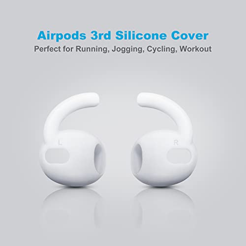 ToneGod Pair AirPods 3 Ear Hooks Covers Fits for AirPods 3 Anti-Slip Ear Covers Accessories Running, Jogging, Cycling (White)