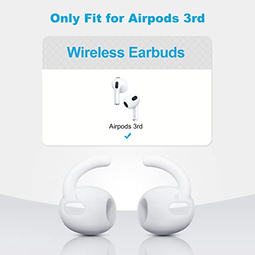 ToneGod Pair AirPods 3 Ear Hooks Covers Fits for AirPods 3 Anti-Slip Ear Covers Accessories Running, Jogging, Cycling (White)