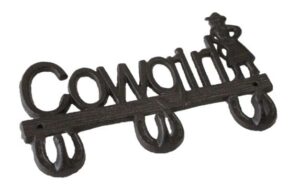 midwest craft house rustic wall mounted cowgirl coat rack with 3 horseshoes for hats keys coats etc.