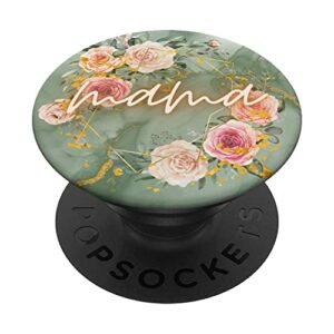 mama in rose pink & flowers cute gifts for mom & grandma popsockets swappable popgrip