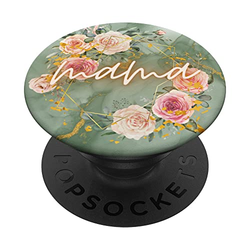 Mama In Rose Pink & Flowers Cute Gifts For Mom & Grandma PopSockets Swappable PopGrip