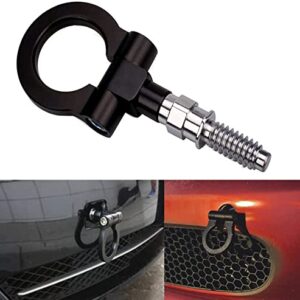 venveal Universal Car Tow Hook Front Bumper Screw-On Front Tow Hooks,Aluminum 16Mm Tow Hook for B-M W 1 3 5 Series E39 E82 E88 E90 E91E92 E93 X1 X3 X5 X6 F22 F30 F55 F66(Black)