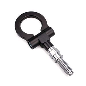 venveal Universal Car Tow Hook Front Bumper Screw-On Front Tow Hooks,Aluminum 16Mm Tow Hook for B-M W 1 3 5 Series E39 E82 E88 E90 E91E92 E93 X1 X3 X5 X6 F22 F30 F55 F66(Black)