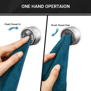 Round Adhesive Kitchen Towel Hook – Holder for Bathroom Hand Dish Towel Self Hook Easy Installation Firmly Without Tearing Ideal Mount Home Wall Cabinet Door Garage No Drilling Required Hanger 6 Pack