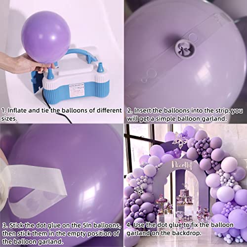 132Pcs Purple Balloon Garland Arch Kit, Lavender Light Purple Lilac Balloons 5/10/18Inch Macaron Pastel Latex Balloon for Birthday Baby & Bridal Shower Wedding Engagement Bachelorette Business Celebration Anniversaries Graduation LGBT Unicorn Party Suppli